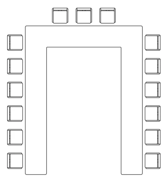 Disegno Grafico Tavolo Riunione Con Sedie Dall Alto Disegno Bianco — Foto Stock