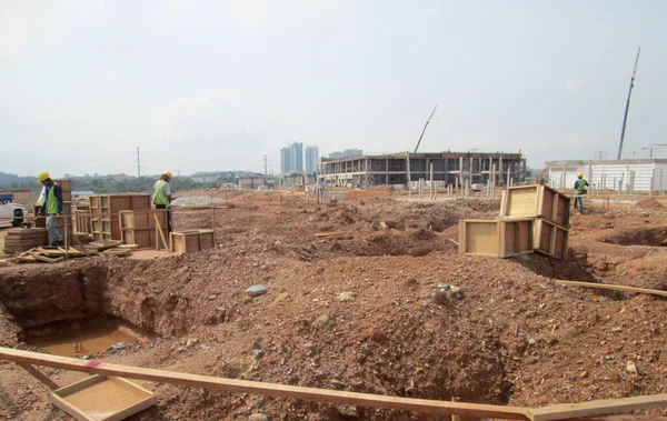 Sepang Malaysia May 2014 Pile Cap Foundation Work Progress Construction — Stock Photo, Image