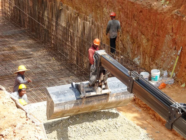 Selangor Malaysia Hazi Ran 2021 Nşaat Işçileri Istinat Duvarını Mühendisin — Stok fotoğraf