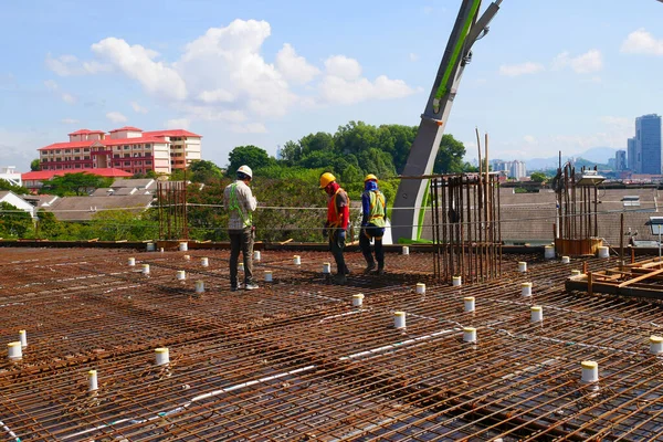 Penang Malaysia Mart 2020 Döşeme Plakaları Bir Inşaat Sahasında Yapım — Stok fotoğraf