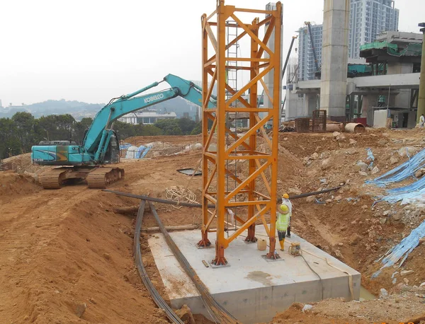 Selangor Malaysia Temmuz 2021 Beton Kazık Sütun Kütüğü Inşaat Alanındadır — Stok fotoğraf