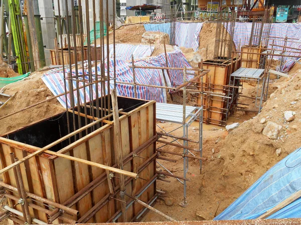 Selangor Malaysia Temmuz 2021 Beton Kazık Sütun Kütüğü Inşaat Alanındadır — Stok fotoğraf