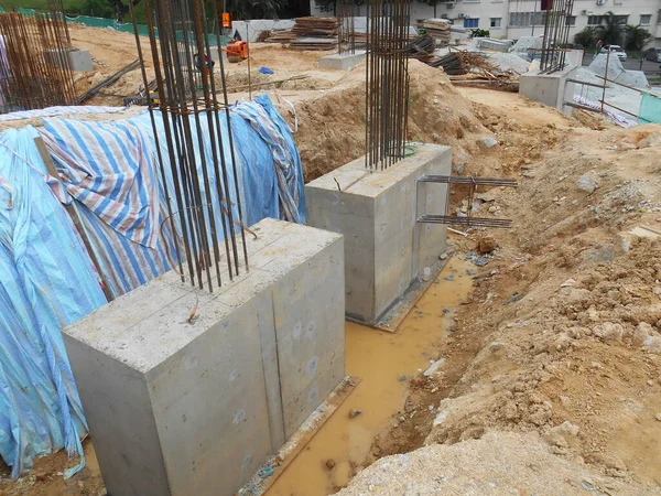 Selangor Malaysia Temmuz 2021 Beton Kazık Sütun Kütüğü Inşaat Alanındadır — Stok fotoğraf