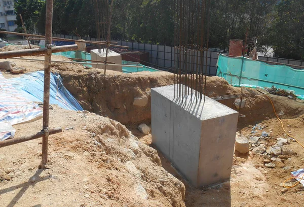 Selangor Malaysia Lipiec 2021 Placu Budowy Budowane Betonowe Nakładki Stos — Zdjęcie stockowe