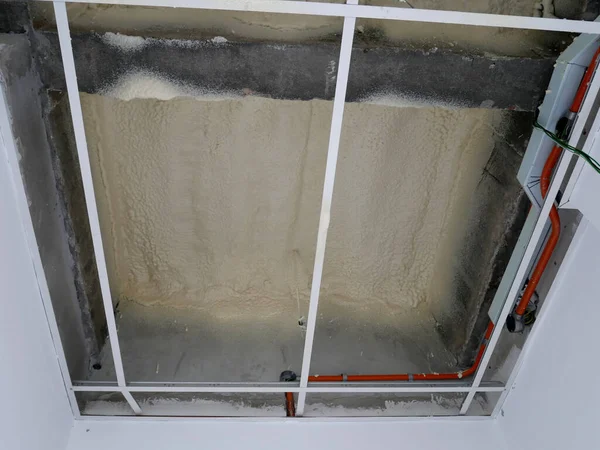 Selangor Malaysia March 2022 Polyurethane Insulating Foam Has Been Sprayed — Stock Photo, Image