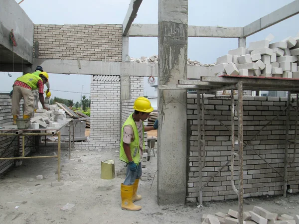 Jasin Malaysia September 2016 Brick Walling Joint Workmanship Construction Construction — ストック写真