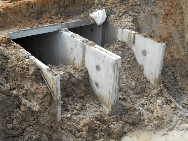 Sendayan Malasia Enero 2017 Drenaje Subterráneo Hormigón Prefabricado Construcción Sitio — Foto de Stock