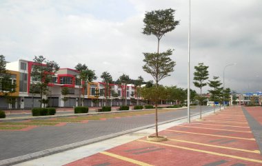 Seremban, Malezya - 25 Ocak 2017: 2 katlı teras mağazası Seremban, Malezya 'da hazır. Çağdaş modern tasarım bu perade için geçerlidir. 