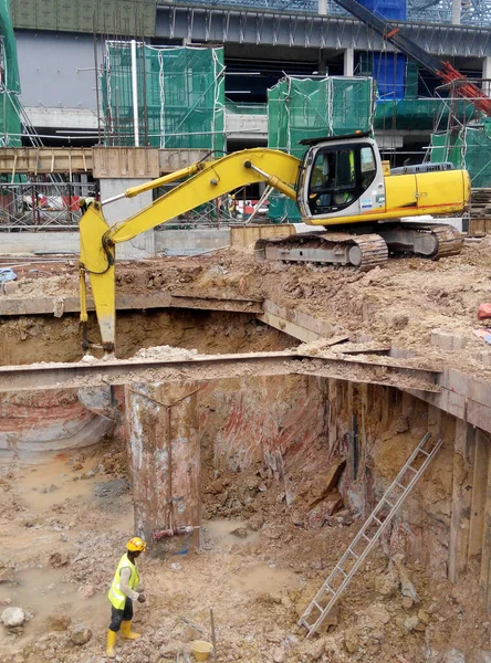 Perak Malaysia September 2016 Excavators Machine Heavy Construction Machine Used — Stock Photo, Image