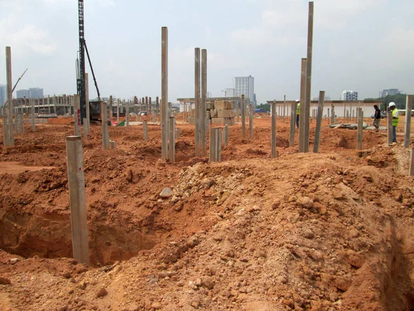 Melaka Malaysia September 2016 Concrete Pile Driven Construction Site Using — Stock Photo, Image