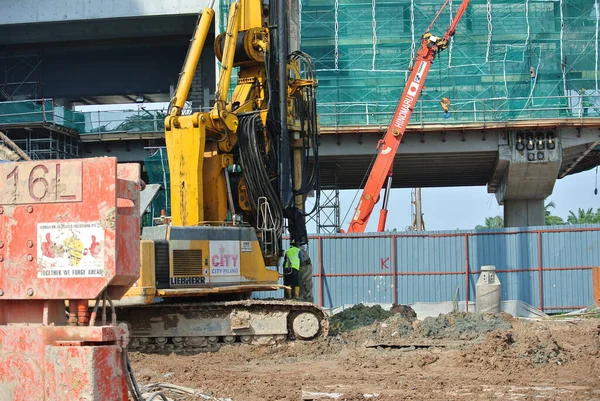 Malacca Malaysia March 2016 Bore Pile Rig Machine Construction Site — Stock Photo, Image