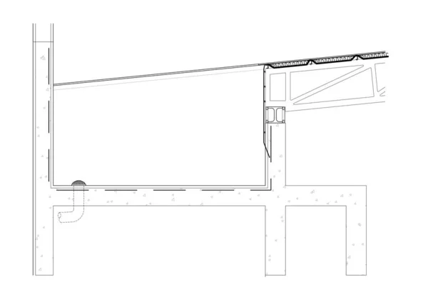 Architektoniczny Rysunek Cad Przedstawiający Typowy Fragment Konstrukcji Stalowej Dachu Jej — Zdjęcie stockowe