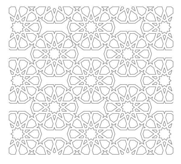 イスラム幾何学模様の2D Cad図面 イスラーム的なパターンは 幾何学の要素をデザインに繰り返し使用します 柄は黒と白で描かれている — ストック写真