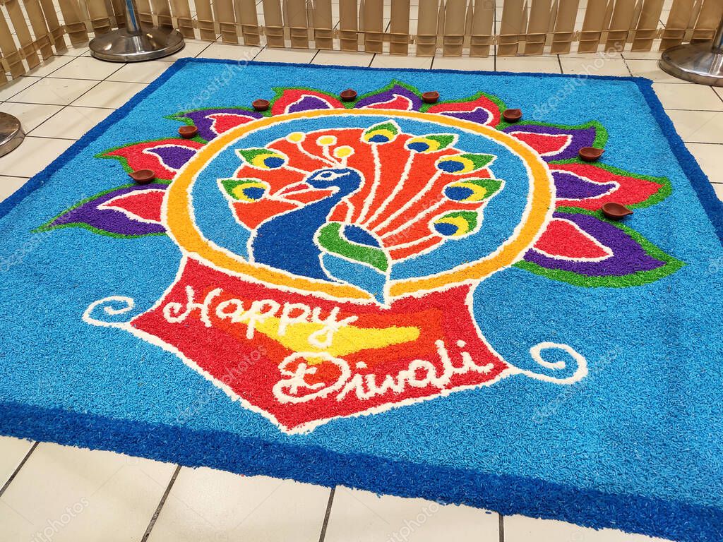 SELANGOR, MALAYSIA OCTOBER 29, 2021 Attractive Deepavali Kolam design