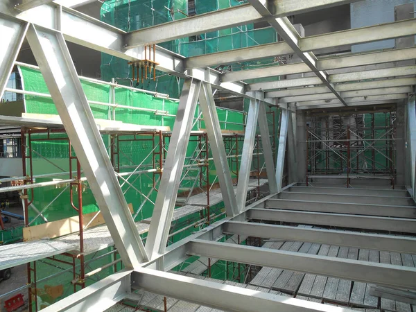 Seremban Malaysia September 2016 Steel Structure Pedestrian Bridge Construction Construction — Stock Photo, Image