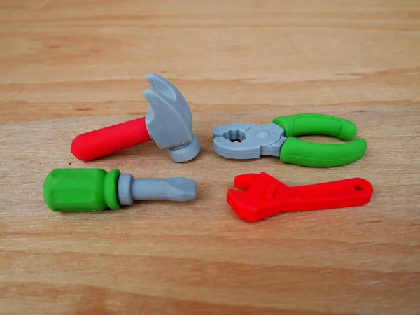 Herramientas Carpintería Hechas Goma Fabricado Tamaño Miniatura Colorido Para Los —  Fotos de Stock