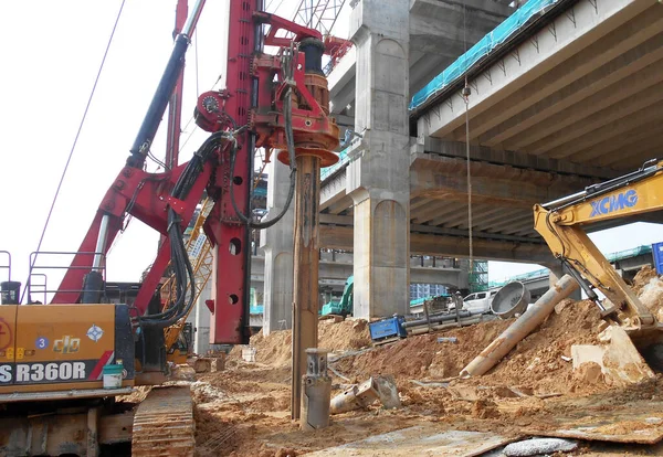 Kuala Lumpur Malaysia Mart 2022 Nşaat Alanında Kazık Teçhizat Makinesi — Stok fotoğraf