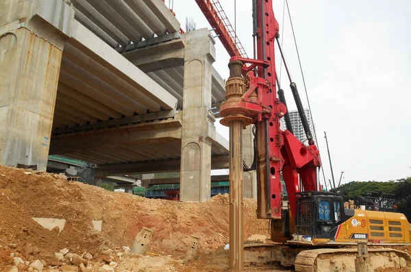 Kuala Lumpur Malaysia March 2022 Bore Pile Rig Machine Construction — Stock Photo, Image