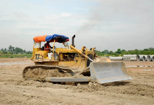 Selangor Malaysia Aralık 2013 Buldozer Büyük Miktarda Toprak Kum Moloz — Stok fotoğraf