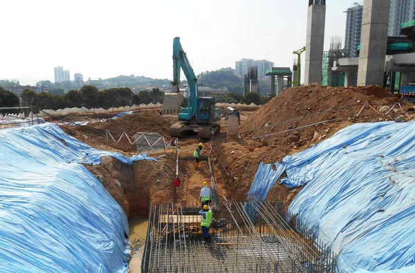 Selangor Malaysia May 2022 Building Foundation Works Being Carried Out — стоковое фото