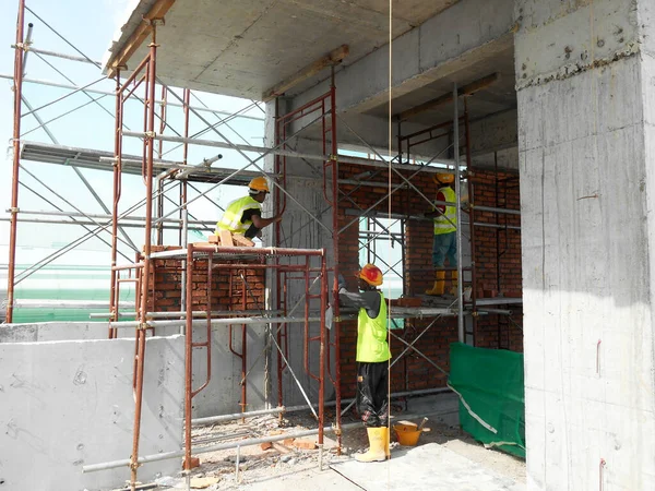 Selangor Malaysia March 2022 Brick Installation Works Construction Sites Bricks — 스톡 사진