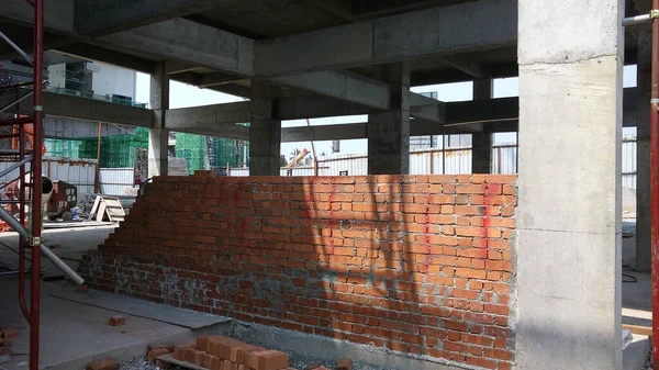 Selangor Malaysia March 2022 Brick Installation Works Construction Sites Bricks — Fotografia de Stock