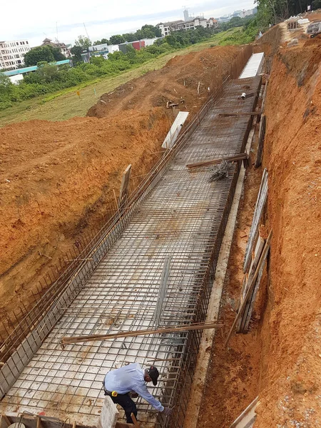 Selangor Malásia Julho 2021 Muro Retenção Está Construção Parede Contenção — Fotografia de Stock