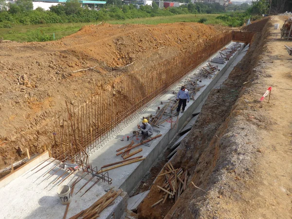 Selangor Malaysia July 2021 Retaining Wall Construction Retaining Wall Built — Stock Photo, Image