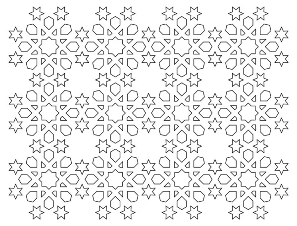 2D CAD drawing of Islamic geometric pattern. Islamic patterns use elements of geometry that are repeated in their designs. The pattern is drawn in black and white.