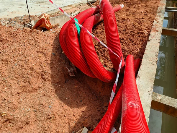 Selangor Malaysia August 2021 Heavy Duty Underground Pipes Lay Ground — Foto de Stock