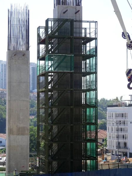 Melaka Malaysia July 2022 Installation Temporary Scaffolding Construction Tall Concrete — Stock fotografie