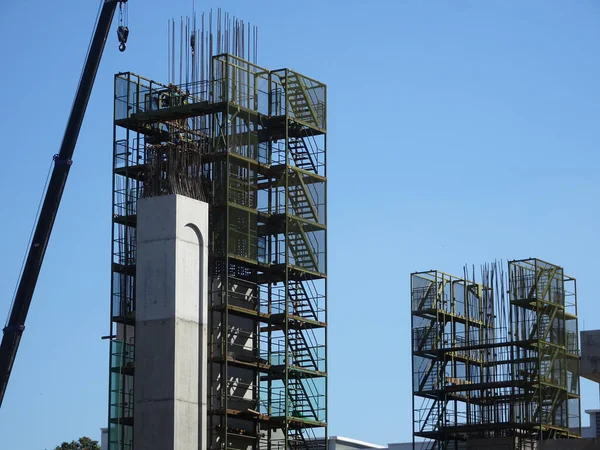 Melaka Malaysia July 2022 Installation Temporary Scaffolding Construction Tall Concrete — 스톡 사진