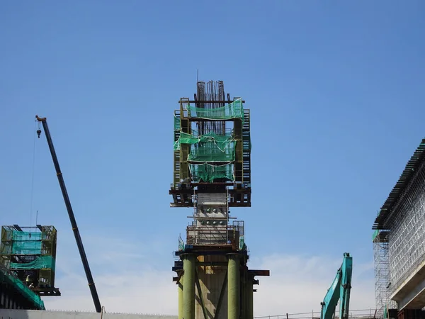 Melaka Malaysia July 2022 Installation Temporary Scaffolding Construction Tall Concrete — 图库照片