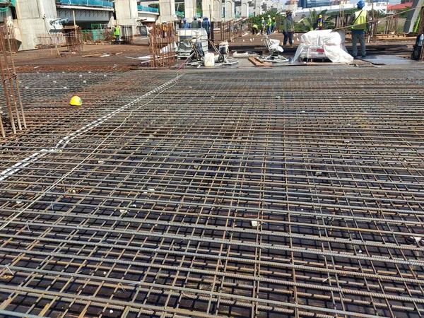 Melaka Malaysia July 2021 Floor Slab Reinforcement Bar Installed Timber — Foto Stock