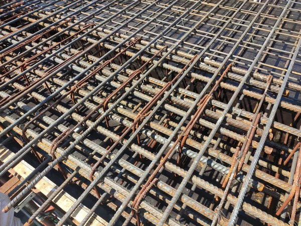 Melaka Malaysia July 2021 Floor Slab Reinforcement Bar Installed Timber — Fotografia de Stock