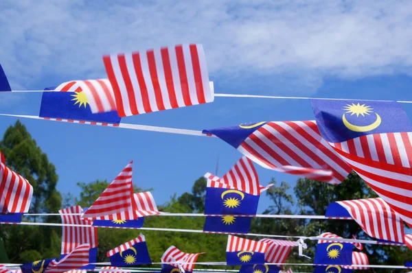 Selangor Malaysia August 2021 Several Small Malaysian Flags Tied Together — Foto Stock