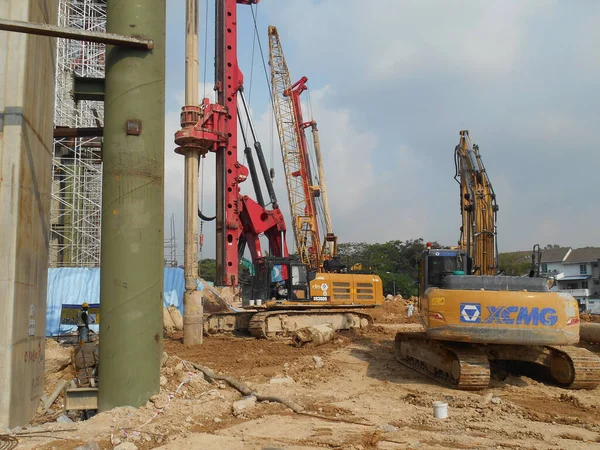 Kuala Lumpur Malaysia Marzo 2022 Macchina Perforazione Dei Pali Nel — Foto Stock