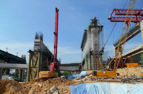 Kuala Lumpur Malaysia März 2022 Bohrpfahlmaschine Auf Der Baustelle Die — Stockfoto