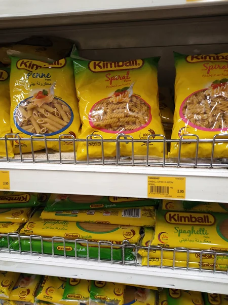 Selangor Malaysia August 2022 Pasta Macaroni Commercial Packs Displayed Sale — Stock Photo, Image