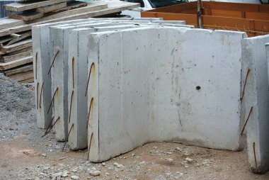 JOHOR, MALAYSIA -JULY 18, 2016: Precast concrete retaining wall at the construction site. 