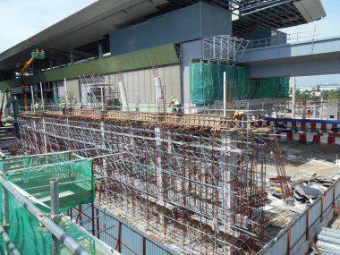 MALACCA, MALAYSIA -JUNE 13, 2016: Construction site in progress at Kuala Lumpur, Malaysia during daytime. Daily activity is ongoing. 