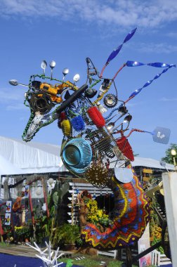 PUTRAJAYA, MALAYSIA -MAY 30, 2016: Sea horse sculpture made from discarded and recycled materials