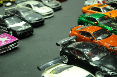 SELANGOR, MALAYSIA -MAY 29, 2016: Model of vintage toy cars prepared and displayed to the public
