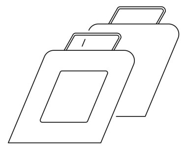 Siyah beyaz bir alışveriş çantasının grafiksel çizimi. Orta boy ve tutacak bir sapı var. İçi hala boş..