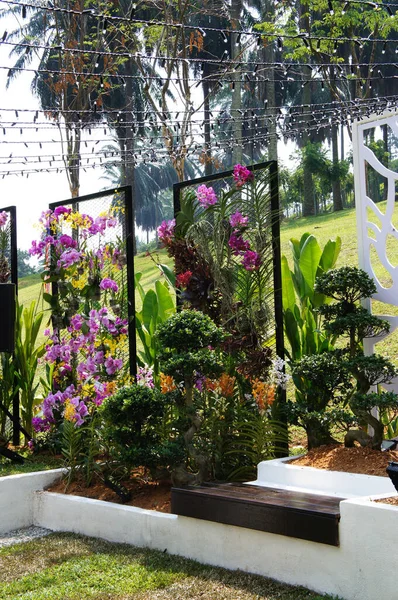 Johor Malaysia Maio 2022 Caixas Plantador Flores Arbustos São Construídas — Fotografia de Stock