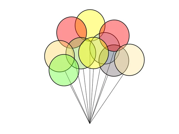 Illustration Bild Färgglad Ballong Flyter Rymden Ballongen Bunden Med Ett — Stockfoto