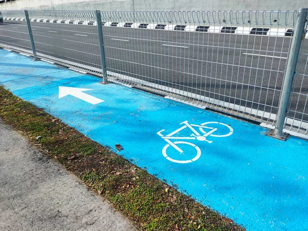 Camino Especial Para Ciclismo Hombro Carretera Coloreado Azul Para Que — Foto de Stock
