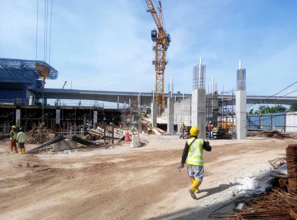 Johor Malaysia June 2022 Canteiro Obras Está Andamento Trabalhos Construção — Fotografia de Stock