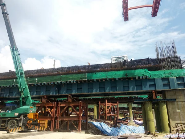 Johor Malaysia Juni 2022 Bouwplaats Aanbouw Bouwwerkzaamheden Worden Etappes Uitgevoerd — Stockfoto