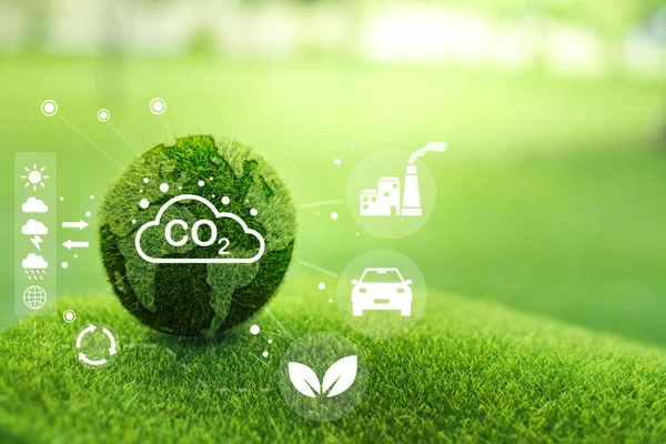 Reduzir Conceito Emissão Co2 Desenvolvimento Conceitos Sustentáveis Co2 Empresas Energias — Fotografia de Stock